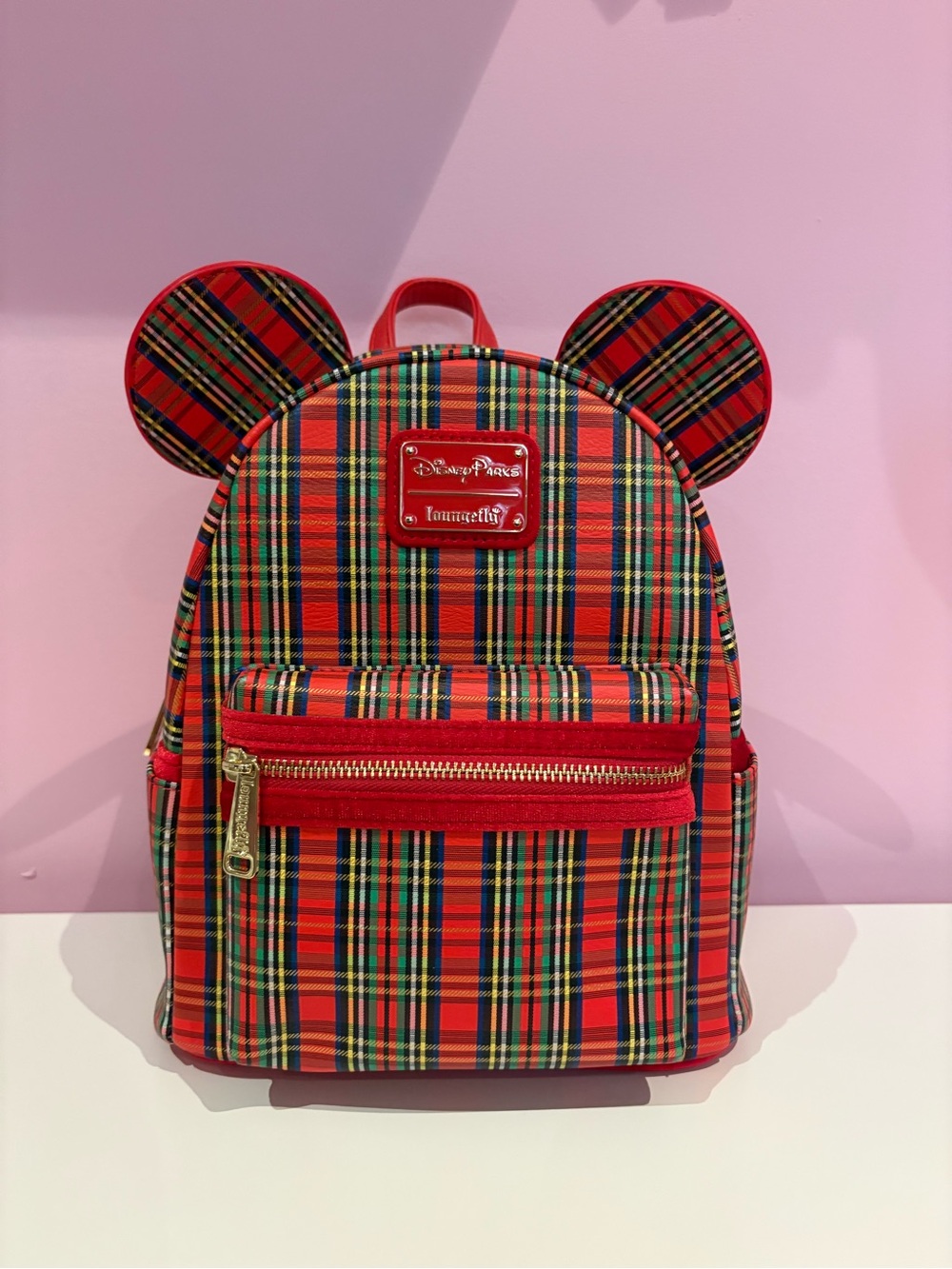 Disney Parks Loungefly Red Plaid Mickey Mouse Mini Backpack - NWOT 🎒♥️